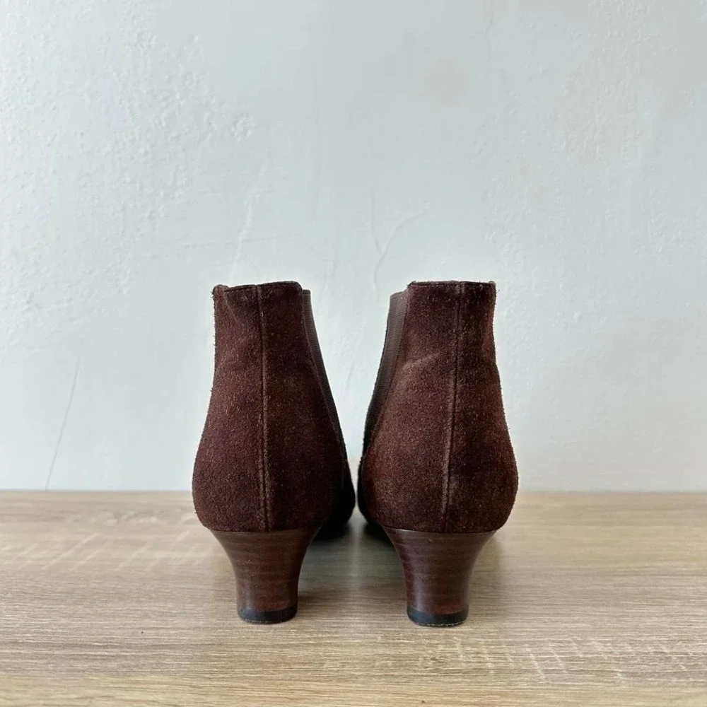 Vintage pointed toe kitten heel maroon boots size 8.5 - Picture 4 of 8